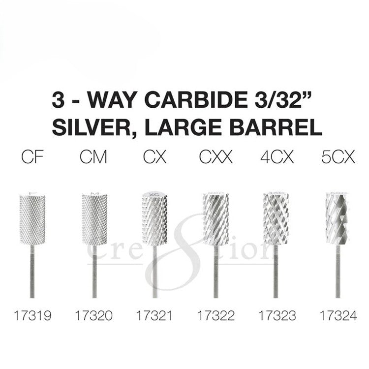 Cre8tion 3-Way Carbide Silver, Large Barrel 3/32"