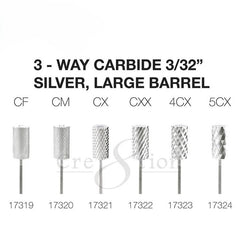 Cre8tion 3-Way Carbide Silver, Large Barrel 3/32"