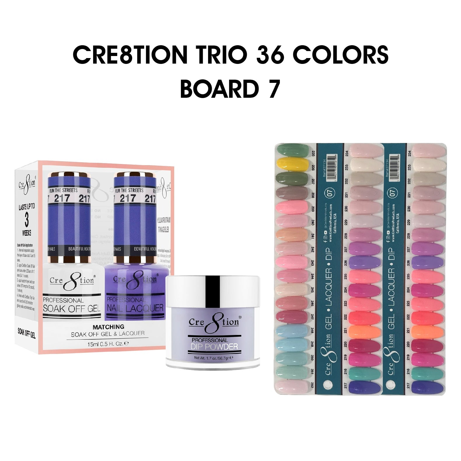 Cre8tion Matching Color - 36 colors Board 7 #217-#252 w/ 2 Color Chart