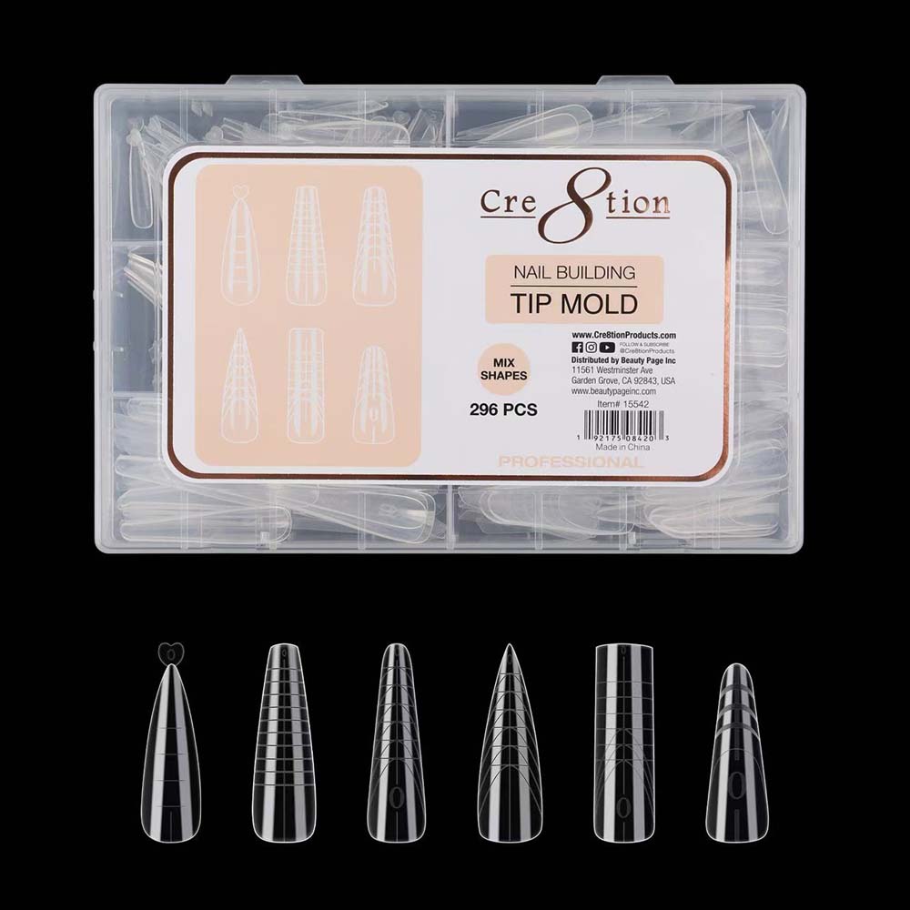 Cre8tion Nail Building Tip Mold Mix Shape 296pcs