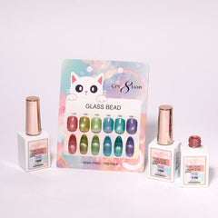 Cre8tion Cat Eye Glass Bead Set - 6 Colors w/ 1 Calendar Display