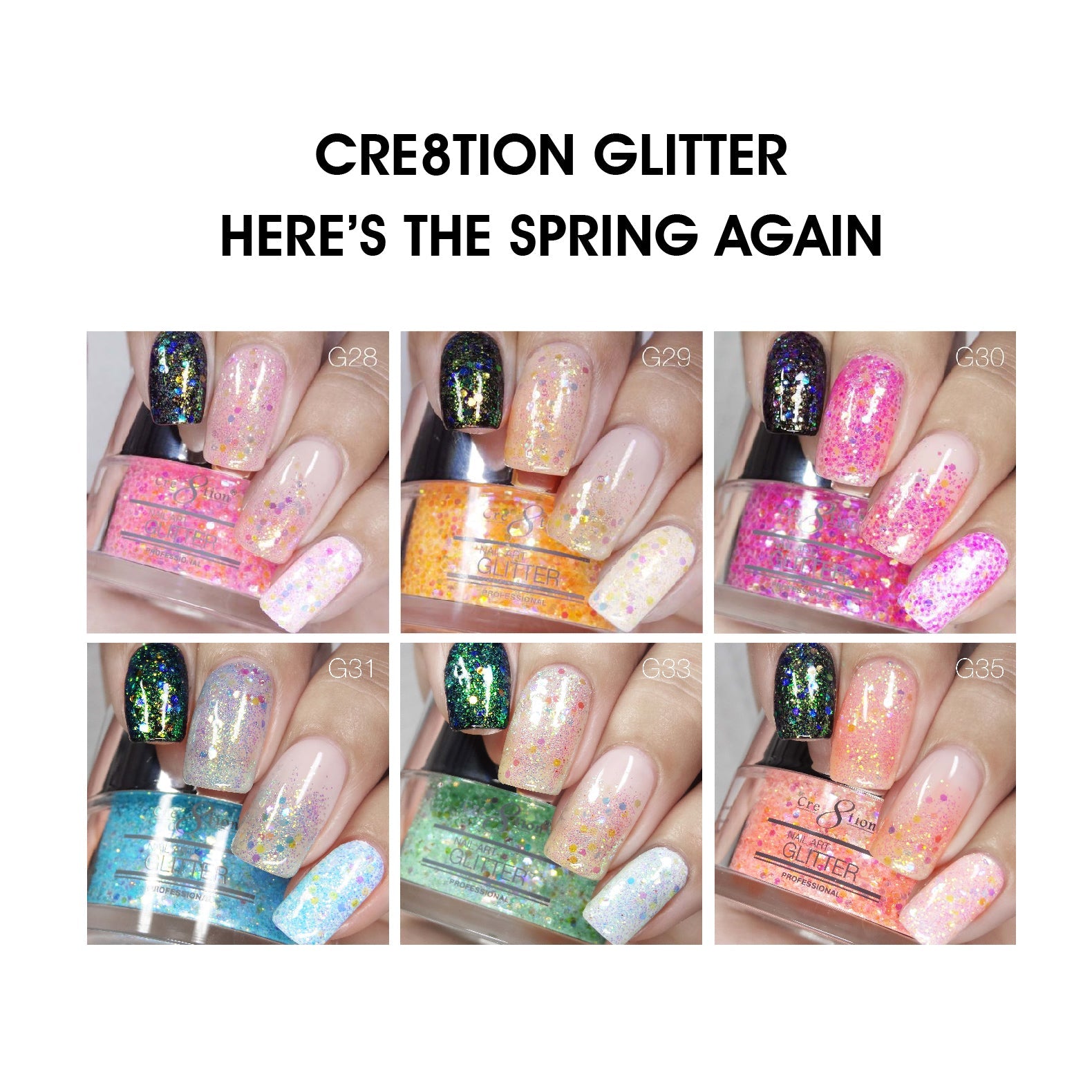 Cre8tion Nail Art Glitter 0.5oz - HERE’S THE SPRING AGAIN Collection