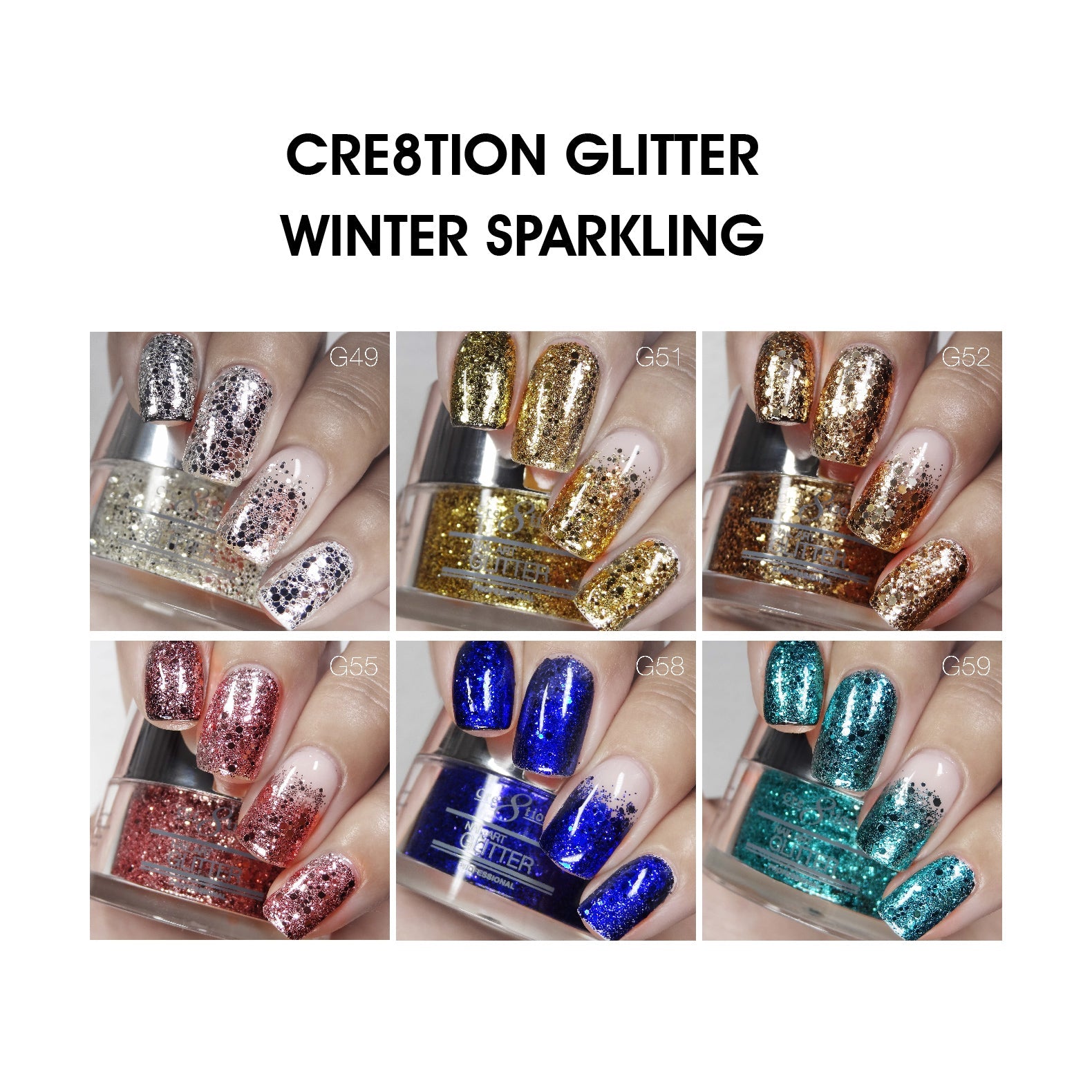 Cre8tion Nail Art Glitter 0.5oz - WINTER SPARKLING