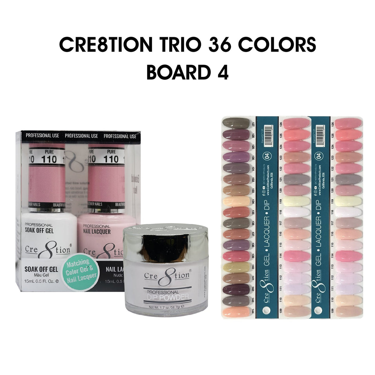 Cre8tion Matching Color - 36 colors Board 4 #109-#144 w/ 2 Color Chart