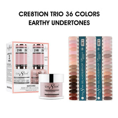 Cre8tion Matching Color - Earthy Undertones Collection - 36 Colors w/ 2 Color Chart