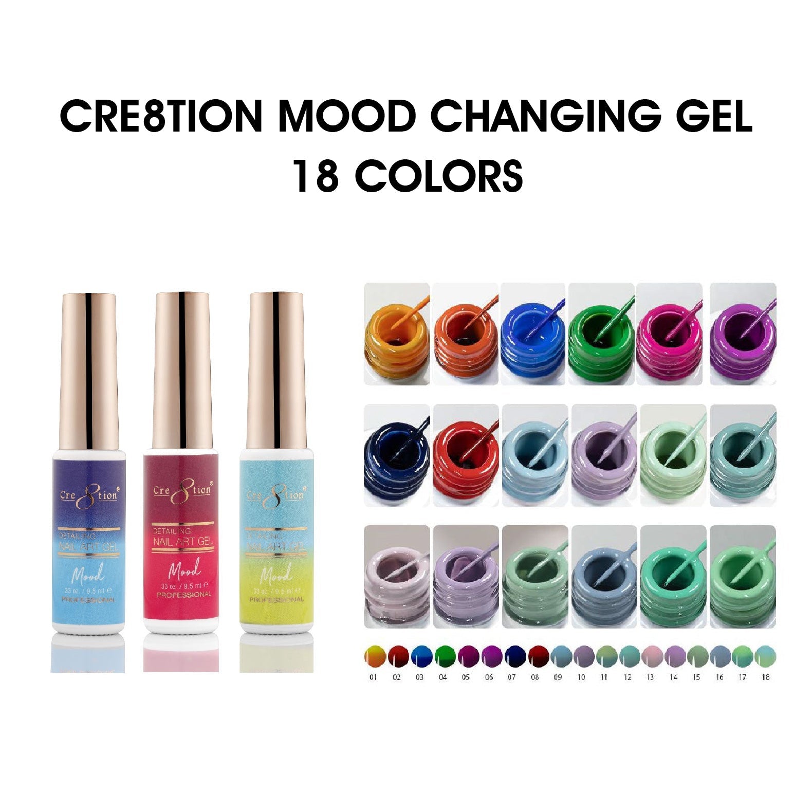 Cre8tion Mood Changing Detailing Gel 0.25oz - Full set 18 colors