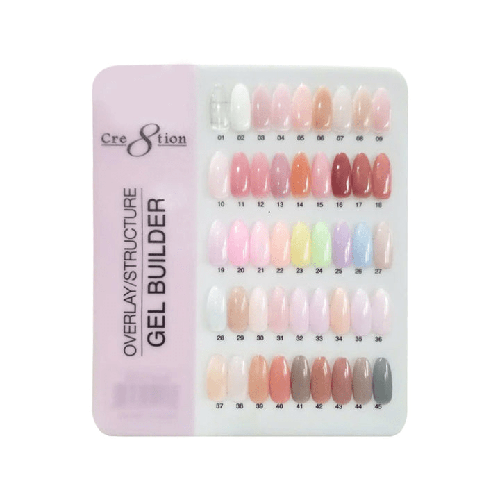 Cre8tion Counter Display Color  Chart - Overlay/Builder Gel 45  Colors
