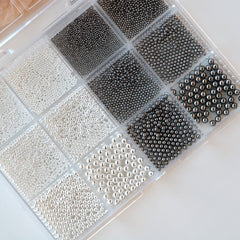 Cre8tion Nail Art Accessory Assorted Black Pearl & Silver Beads 06