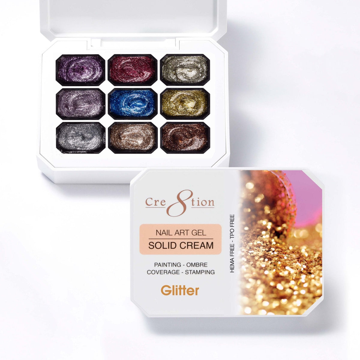 Cre8tion Nail Art Gel - Solid Cream Collection - Glitter