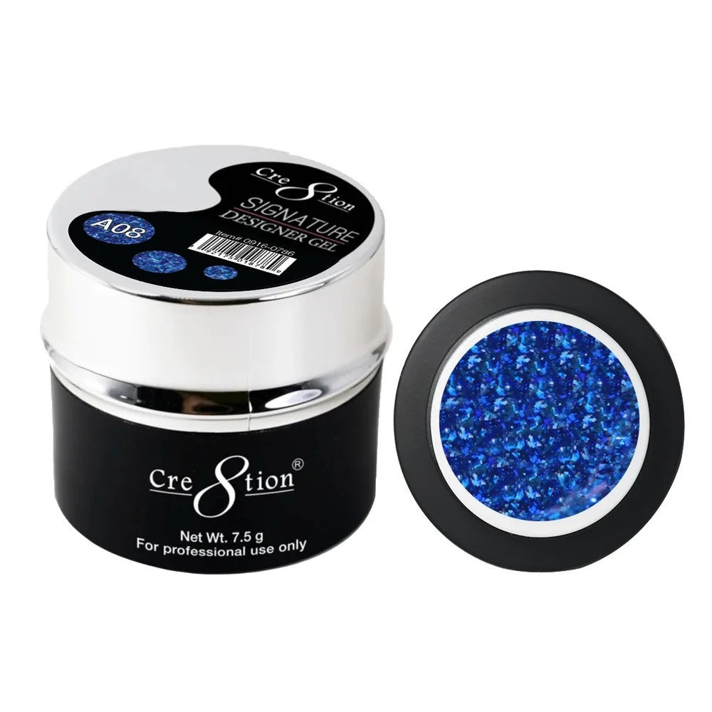 Cre8tion Signature Designer Gel 7.5 g - 0.26oz A08 Platinum Blue