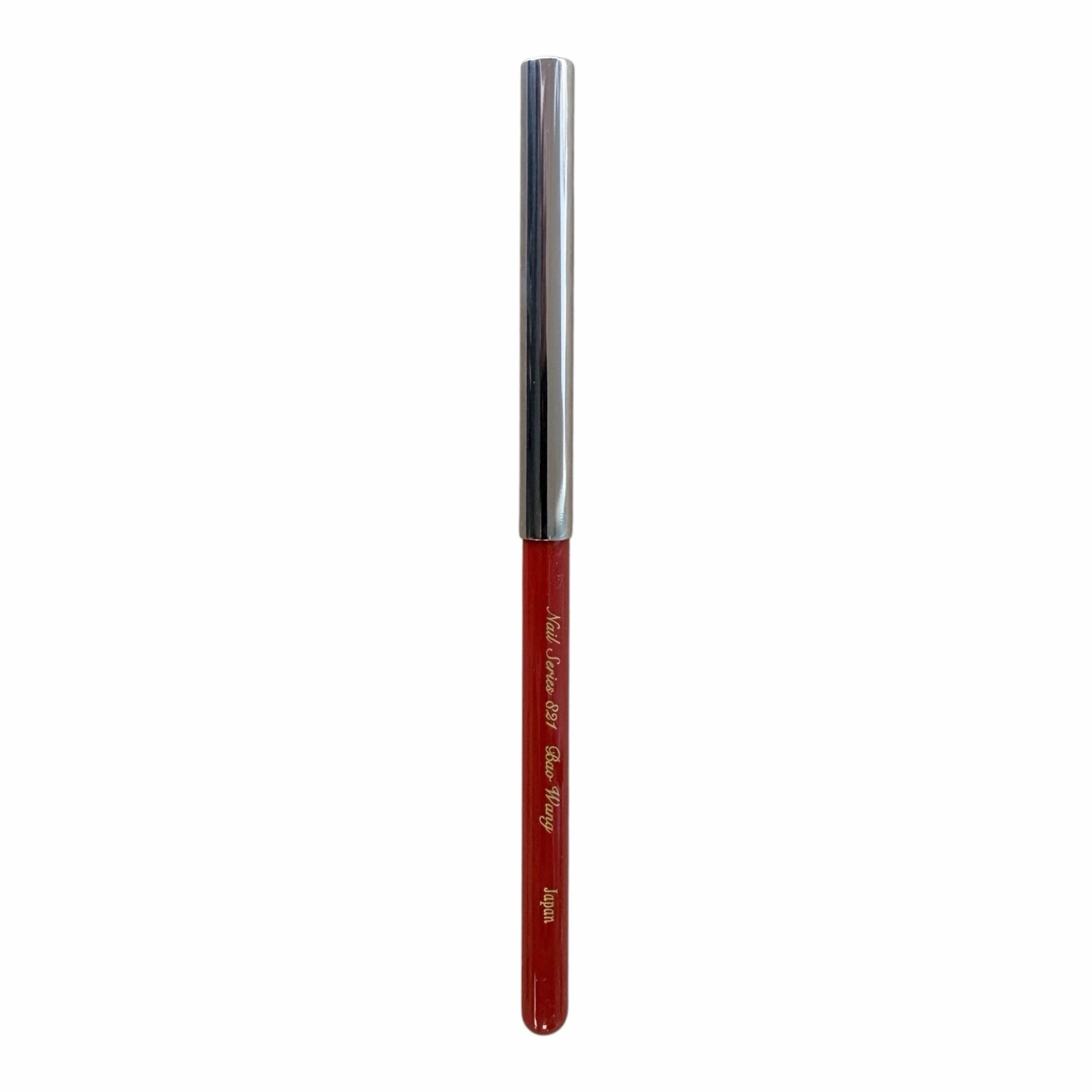 My Store Bao Wang 821 professional nail art brush with a red ergonomic handle and protective metallic cap.